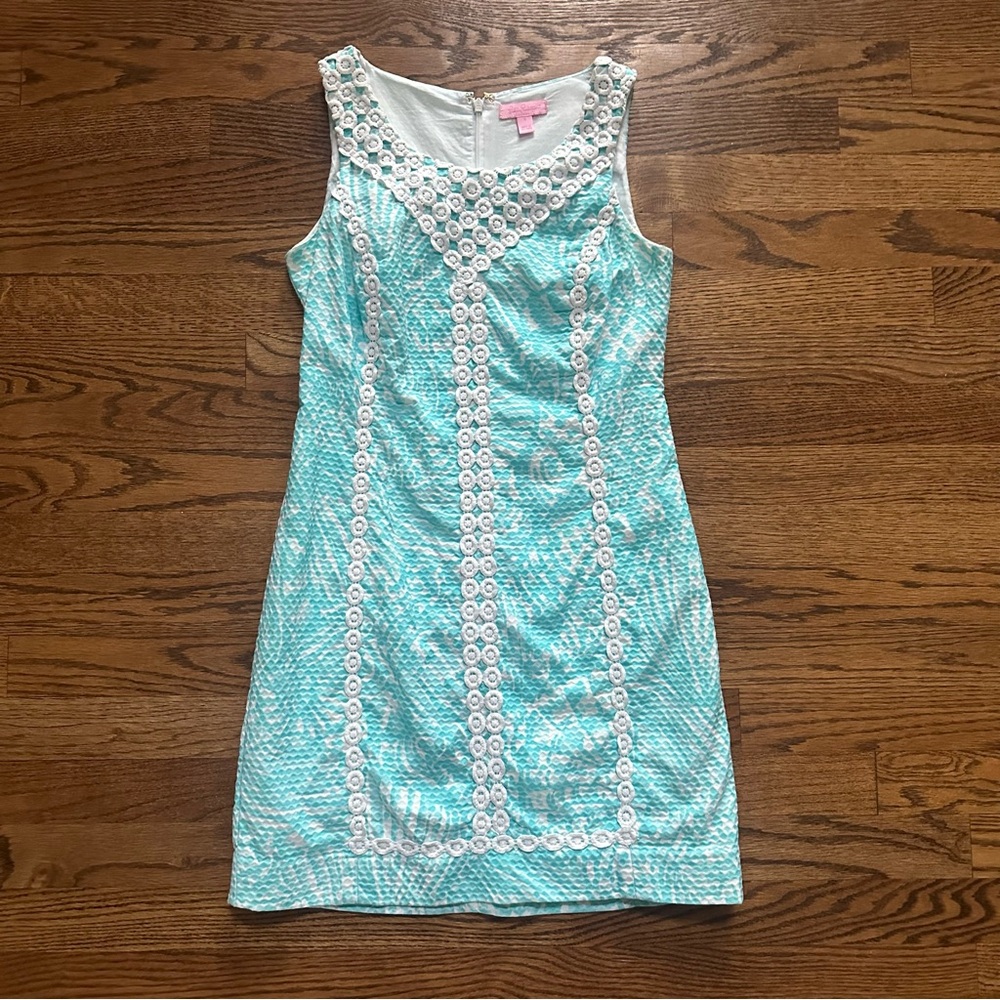 SOLD - Size 0 Lilly Pulitzer MacFarlane Shift Dress Shorely Blue Sea Cups